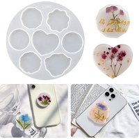 S0271 Flower Heart Irregular Phone Grip Resin Epoxie Mallen DIY Customizable Phone Finger Expanding Stand Holder Silicone Moulds