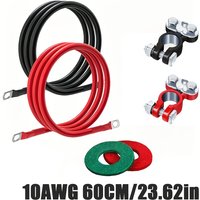 Automotive Battery Terminal Connectors Kit with 10AWG Cables Anti-Corrosion Washers Positive &Negative Clamps for Car Motorcycle