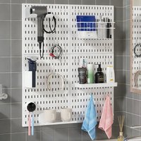 The Ultimate No-Drill Wall Solution! This Pegboard Organizer Stores Household Goods & Bathroom Toiletries Neatly & Securely.