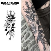 Flower dagger temporary tattoo sticker, waterproof magic tattoo, lasts to 15 days fake tattoo, semi permanent tattoo