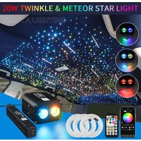 20W Meteor Twinkle Starry Sky Car Star Ceiling Lamp Roof Led Fiber Optic Light Music Sensing Ambient Light Double Color Control