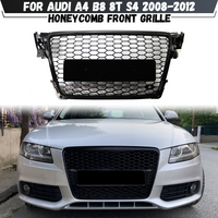 Für Audi A4 B8 8T S4 2008 2009 2010 2011 2012 Wabengitter Frontstoßstangengrill Glänzend schwarz Renngrills