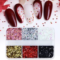 Holographic Love Heart Nail Art Glitter Sequins Valentines Day Nail Art Charms 1mm Heart Shape Paillette DIY Manicure Decoration