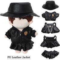 Fashion Skirt Suit Clothing Doll Overalls 20cm Doll Overalls Doll Outfit Accessories PU Leather Jacket Plush Doll's Clothes