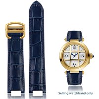 Bracelet en cuir de vachette concave marron noir, bracelet en cuir de vachette, structure pliante pour Cartier PASHA, bracelet de montre WSPA0009, 18x10mm, 20x12mm