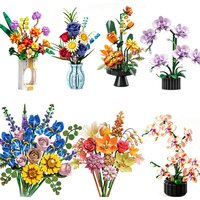 Flower Building Blocks Orchid Cymbidium Eternal Bouquet Assembly Botanical Rose Daisy Model Mini Brick Toys For Home Decor