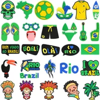 brazil football PVC shoe buckle charms accessories girl hat decorations ghost for clogs sandals wristbands DIY kids unisex gift