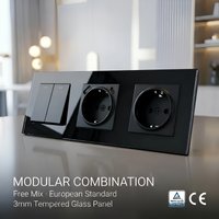 Tempered Glass Panel Electrical Power Socket Reliable EU Standard Sockets with TUV Certification 220V~250V 16AV
