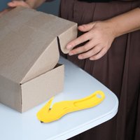 Safety Box Opener Portable Yellow for Packaging Cardboard Rope Cutting Ergonomic Handle Convenient Office Moving