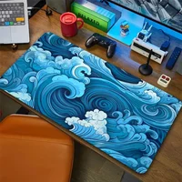 HD Quality Japanese Blue Waves Mouse Pad Desk Mat Art Gaming Mouse Pads Office Mousepad 900x450 Leather Table Mat Accessories