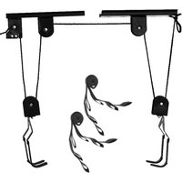 Bicycle Hoist Garage Storage Bike Lift Pulley System with 60kg Bearing Overhead Bike Rack Heavy Duty Ceiling Bicycle Hanger