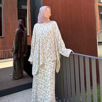 2 Piece Set Women Party Print Blouse Skirt Musulman Ensembles Ensemble Dubai Islam Ramadan 2025 Muslim Female Long Skirts Suit