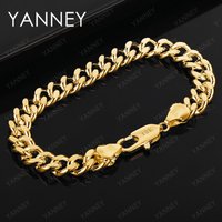 925 Sterling Silver 18K Gold Women 8 Inches 10MM Simple Chain Bracelet For Charm Punk Men Party Jewelry Wholesale Fashion
