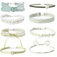 Fresh Green Heart Necklace Lady Jewelry Accessories Girl Gift Wholesale Hot Sexy Ribbon Leaf Flower Star Bow Choker for Women