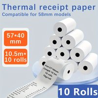 10 Rolls 57x40mm Cash Register Paper Thermal Paper for POS Printer for Supermarket Restaurant Shopping Kitchen Receipt Printing