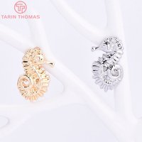 (10927) 4PCS 18K Gold Color Plated Brass Seahorse Shaped Symmetrical Earings Clasps High Quality DIY Jewelry Making Accessories