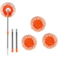360 ° Ensemble de vadrouilles rotatives avec 4 têtes de vadrouille remplaçables, rondes en microfibre, outils de nettoyage pour la maison, le sol, le mur et la fenêtre