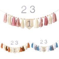 Let’s Make Baby Happy Birthday Party 1-3 Years Old Tassel Banner Newborn Milestone Photography Props For Kids Party Decoration