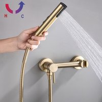 Portable Toilet Seat Sprayer Faucet Hot Cold Water Mixer Brushed Gold Handheld Stainless Steel 3Function Sprayer Sanitary Shower