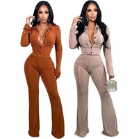 Two Pieces Women Pant Sets Solid Matching Sets Button Turn Down Collar Coat Elastic Waist Full Length Pants Casual 2026 Summer