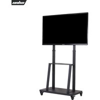 Large Floor TV Stand with 2 Shelves Height Adjustable Mobile TV Mount Bracket for 32-85 inch LCD LED