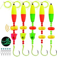 PROBEROS 5pcs Catfish Float Rigs with Rattler 6/0-10/0 Hooks Noise-Attracting Catfishing Equipment for Freshwater Lake Fishing
