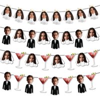 8pcs/set Custom Wedding Photo Banner Wall Hanging Banner Garlands Personalized Face Photo Bride Groom Bunting Banner Wedding
