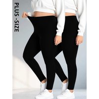 2 pack Plus size Super Soft Leggings for Women - High Elasticity Tights for Yoga Running Workout Casual Wear