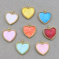 6Pcs/Lot Mixed color Colorful Heart Charms Acrylic Heart Pendants Accessories DIY Making Earrings Necklace Jewelry Finding