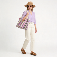 Striped Women's Bags, Woven Bags, Tote Bags, Fashionable Women's Bags, Shoulder Bags,