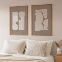 2pcs Modern Abstract Beige & Brown Canvas Art Prints, Unframed Scandinavian Modern Poster for Living Room and Bedroom Decortions