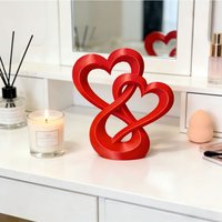 3D Printed Double Heart Ornament Lovers Gifts Creative Car Interior Ornament Sweet Love Miniature Decoration Couple