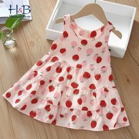 2026 Summer New Arrival Girls Casual Dress Cute Strawberry Printed Baby Girls Sundress Kids Sleeveless Cami Dresses Beach Dress