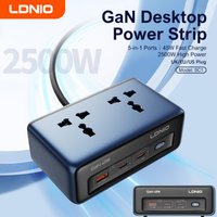 LDNIO 45W 5-in-1 Power Strip with 2 AC Outlets 2 USB C USB A Port Fast Charging Anti-slip Desktop Multi Universal Socket