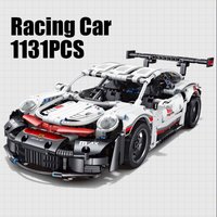 1131PCS Racing Car Model Building Blocks Toys White Sport Car Small Particle Assembly Bricks Sets Collection Creative Gifts