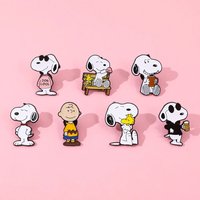 7Pcs /Set Snoopy Enamel Pin Set Cartoon Charlie Brown Woodstock Brooch Lapel Pins for Backpack Clothes Badge Cute Fans Gift