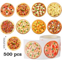 500Pcs/Roll Pizza Stickers 1 Inch Realistic Italian Food Decals for Party Scrapbooking Gift Sealing Reward Crafts