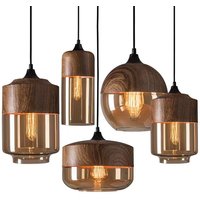 Nordic Wood Grain Color Led Pendant Lamp, Modern Glass Pendant Lamp, Suitable For Dining Room, Bedroom, Café, Bar, Restaurant.