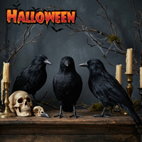 Halloween Party Crows Decorations Realistic Birds Props for Haunted House Outdoor Garden Scary Crow Decoration Set