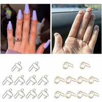 for False Nail Nail Rings Reusable Removable Fingertip Nail Rings for French Fake Nails Silver Color Phalanx Ring Girls