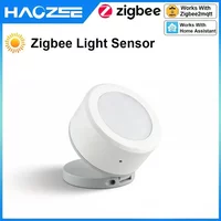 Haozee ZigBee Light Sensor Luminance Illumination Brightness Detector Battery Operated Support Home Assistant Zigbee2mqtt