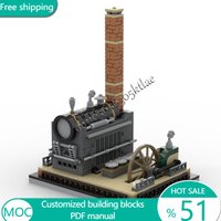 375PCS Moc Retro Steampunk Steam Engine Model City Selling Street View Modelr DIY Creative Ideas Child Toy Assembly Puzzle Gifts