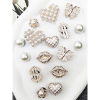 16PCS Rhinestone Lips Shoe Charms ABS Dollar Buckle Decorations DIY Bling Heart Pins Clog Accessories Fit Lady Halloween Sandals