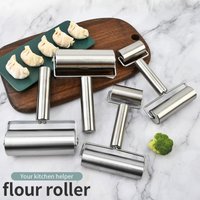 Stainless Steel Rolling Pin - Kitchen & Home Use, Double-SidedRolling Pin with Rollers, Multifunctional Dough Roller