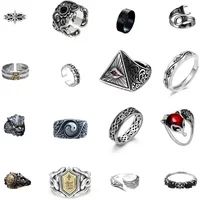 Retro Original Fashion Thai Silver Personality Exquisite Adjustable Ring Hip Hop Trend Handmade Various Styles Punk Gift