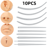 10pcs Stainless Steel Insertion Pin Taper Guide Rod Piercing Stretching Tool for Internally & Externally Threaded Jewelry