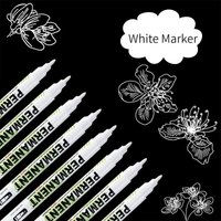 5Pcs Waterproof White Marker Pen Alcohol Paint Oily Tire Painting DIY Graffiti Pens For Fabric Metal Canvas Stone Ceramic Tire