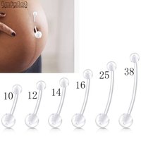5pcs Acrylic Long Bar Navel Rings for Pregnant Women Flexible Clear Belly Piercing Retainer Plastic Pregnancy Belly Button Rings
