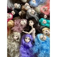 3D Eyes Super White Skin Female Doll Heads Candy Color Long Hair Girl Heads Collectable Doll Figure Heads