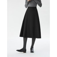 FSLE Office Lady Wool High Waisted A-line Skirt for Women Thickened Medium Length 2024 Winter New Women Casual Skirts 24FS14642